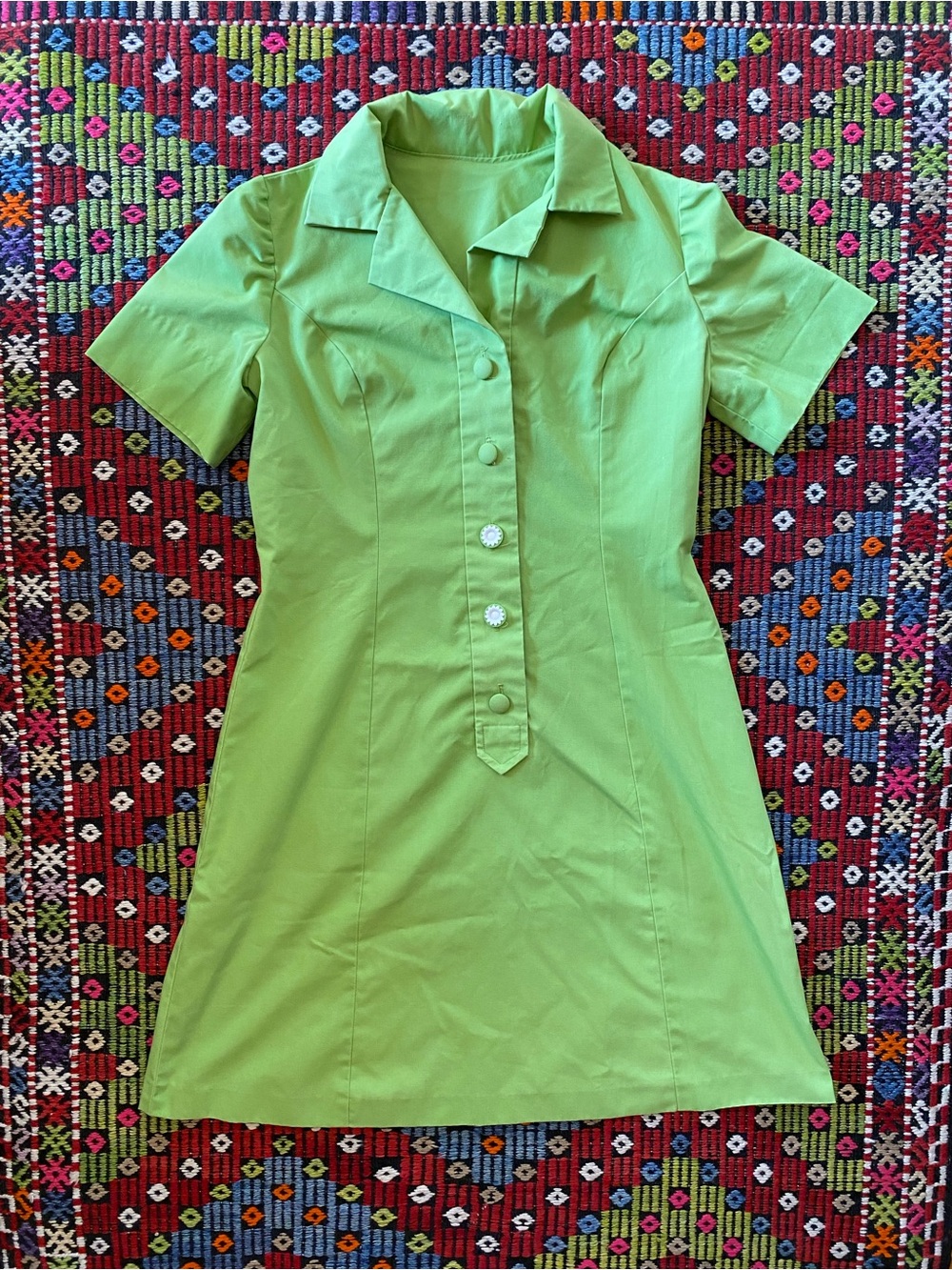 Vintage Lime Green Shirt Dress - Picture 5 of 5
